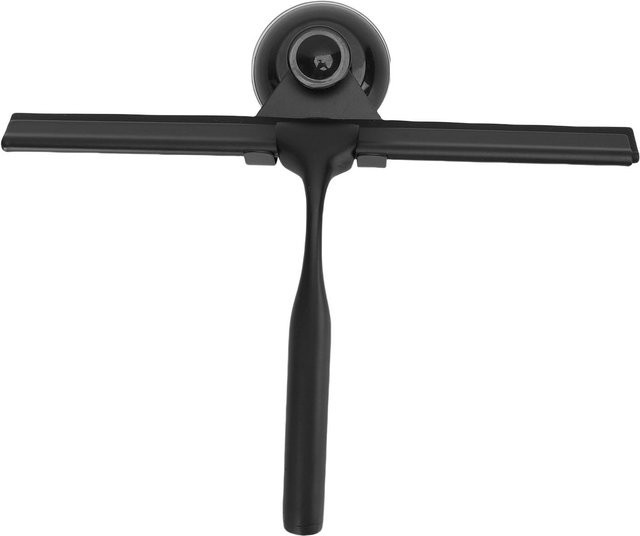 OutsideWorld Mehrzweck-Duschfenster-Abzieher aus Edelstahl mit Haken, Silber/Schwarz - Bild 1