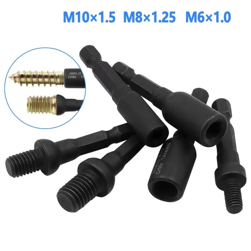 Sechskantschaft Vierkantantrieb Gewindebohrer Adapter für M6 M8 M10 1/4 in Schwarz - Bild 3
