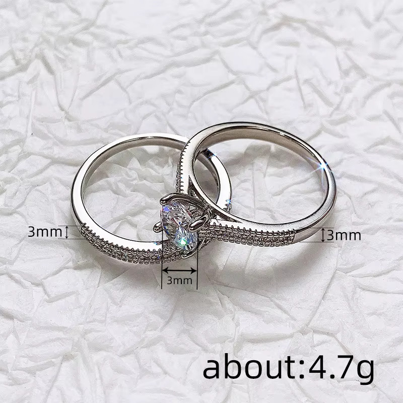 Huitan Ring Set, silberfarben, CZ-Stein, Damen - Bild 4