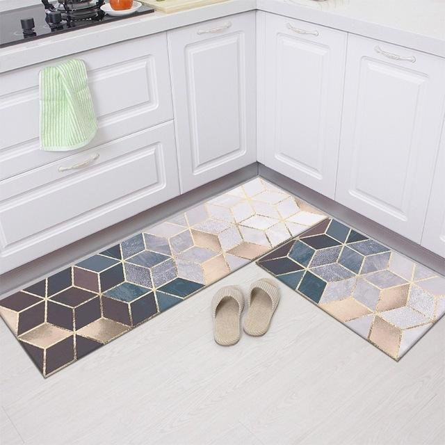 Rutschfeste Küchenmatte und Teppich von Yiran Furniture in modernem geometrischem Design, waschbar, Mehrfarbig, B/T: 40 x 60 cm und 40 x 120 cm - Bild 1