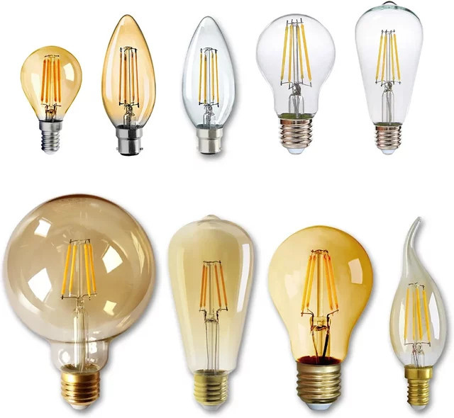 4er Set LED Retro Edison Glühbirnen Vintage Ampullen in Transparent, verschiedene Fassungen E27 E14 B22, 220V - Bild 1