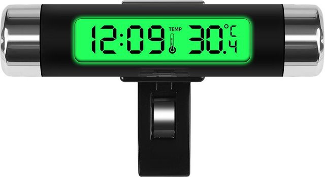 Meiteai-Car&Motor 2-in-1 Autouhr mit Thermometer und LCD-Digitalanzeige, grün/schwarz - Bild 1