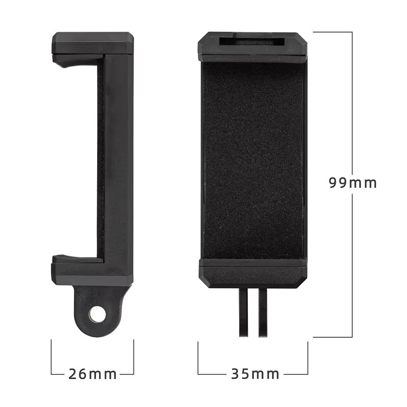 Xiaomi Stativhalterung in Schwarz mit Cold-Shoe-Halterung, Handy-Clip und 1/4-Zoll-Schraubenadapter für iPhone und LED-Videoleuchten - Bild 3