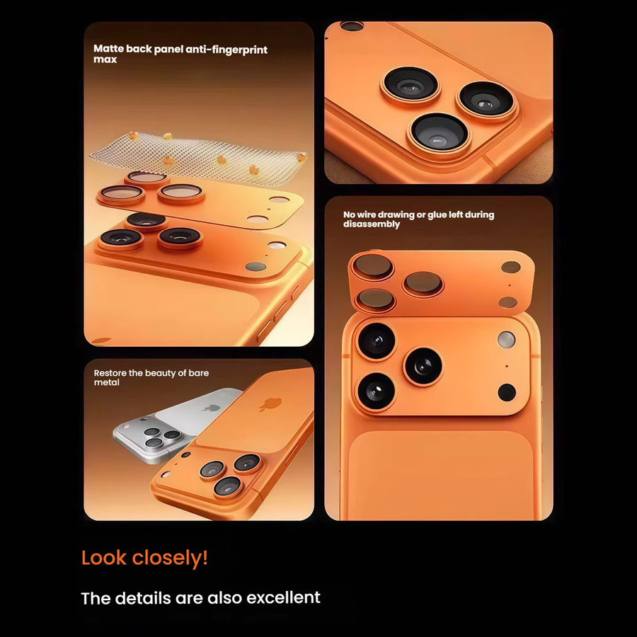 9H AR Armor Kamera-Objektivschutz für iPhone 17 Pro/Pro Max mit Aluminium-Metallring und gehärtetem Glas in Orange - Bild 4