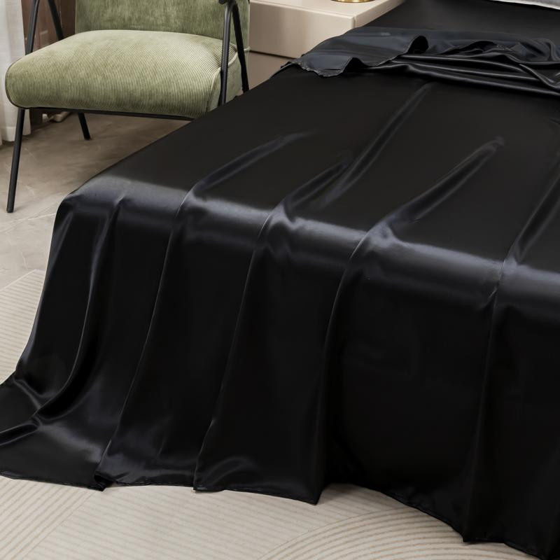 Satin Bettlaken-Set von Household supplies MH mit Oberlaken und Kissenbezug, eiskühlend und seidig glatt für den Sommer, Polyester - Bild 1