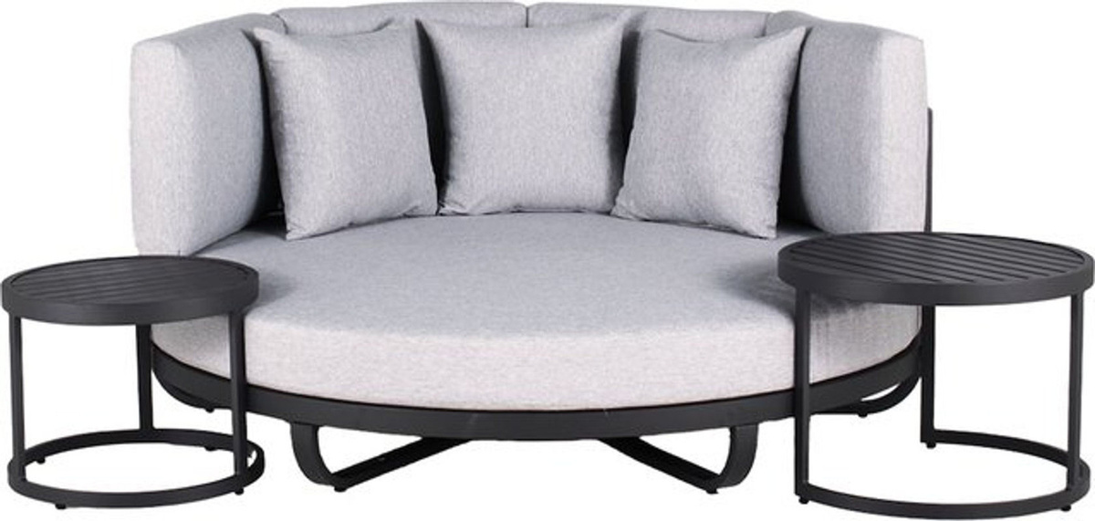 Home Deluxe Daybed Outdoor FLORIDA in Grau mit Beistelltischen und Durchmesser: 170 cm - Bild 1