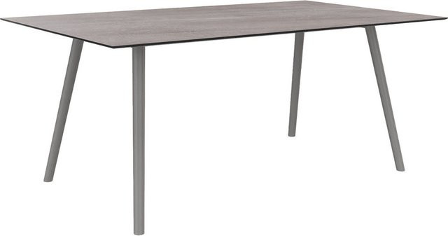 Stern Tisch Interno mit konischem Rundrohrgestell aus Aluminium und Silverstar 2.0 Stone light Tischplatte, Farbe warmgrau, B/T: 180 x 100 cm - Bild 1
