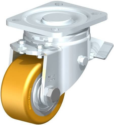 Blickle Lenkrolle LH-VSTH 80K-ST mit Feststeller, Rad-Durchmesser: 80 mm, Tragfähigkeit: 280 kg, Farbe: Gelb/Braun, Material: Stahl - Bild 1