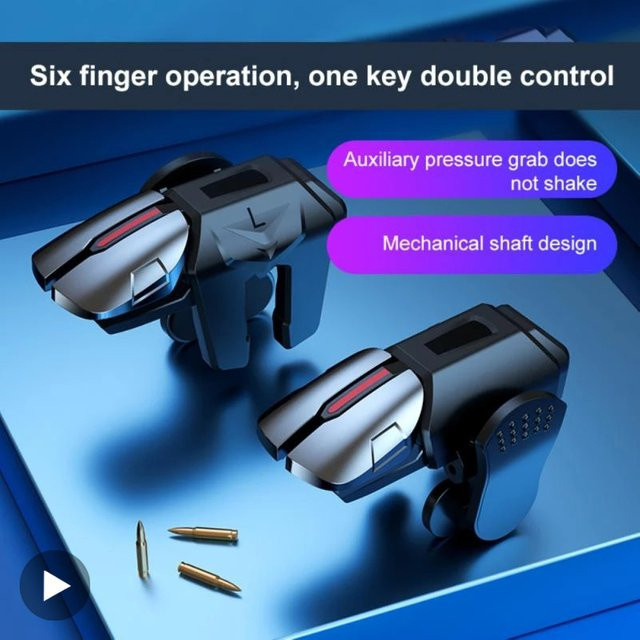 AyeBeau Gaming Trigger L1 R1 Controller für PUBG Mobile, Handy Gamepad Zubehör für iPhone und Android, Schwarz - Bild 1