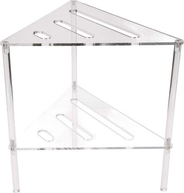mfySpace Eck-Duschablage aus Acryl mit 2 Etagen, stehendes Eckregal für Badezimmer, Küche oder Schlafzimmer, Farbe: Weiß/Transparent - Bild 1