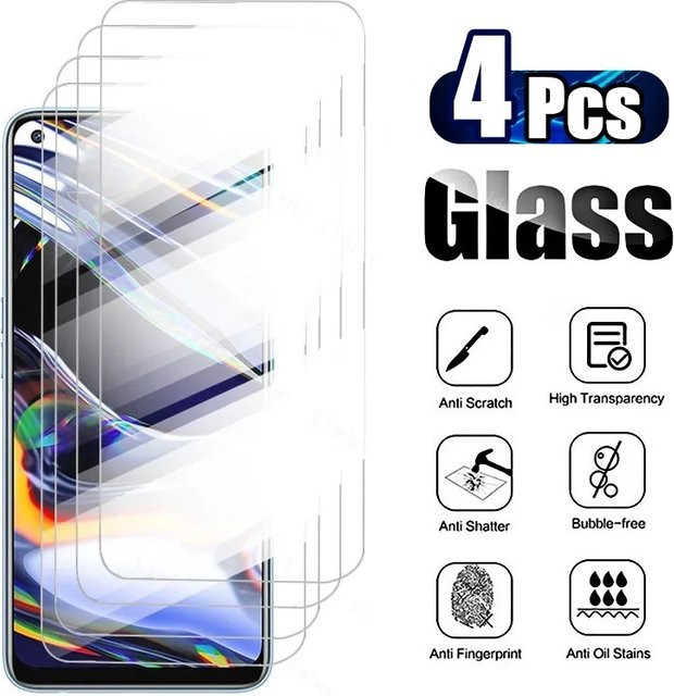 4er-Pack Displayschutzfolie aus gehärtetem Glas für OPPO Reno4, Reno8, Narzo 30, Narzo 50, F21 Pro und Q3S (4G/5G), transparent - Bild 1