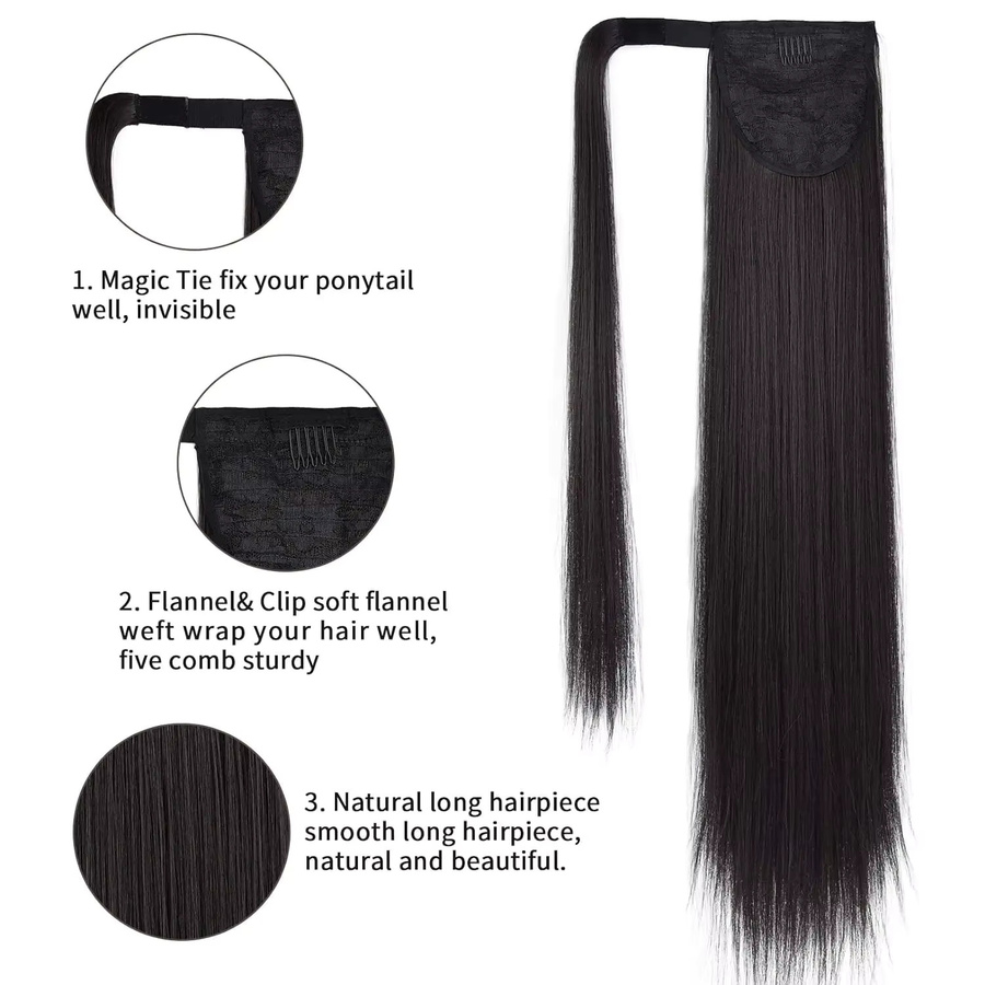 Dula A Hair Echthaar-Pferdeschwanz-Extensions, Damen, Natürliches Schwarz - Bild 2