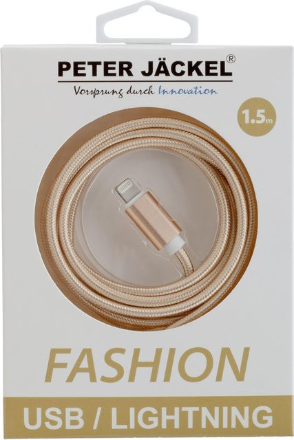 Peter Jäckel USB Data Cable Typ-A zu Lightning in Gold mit Sync- und Ladefunktion, Länge: 1,5 m - Bild 1