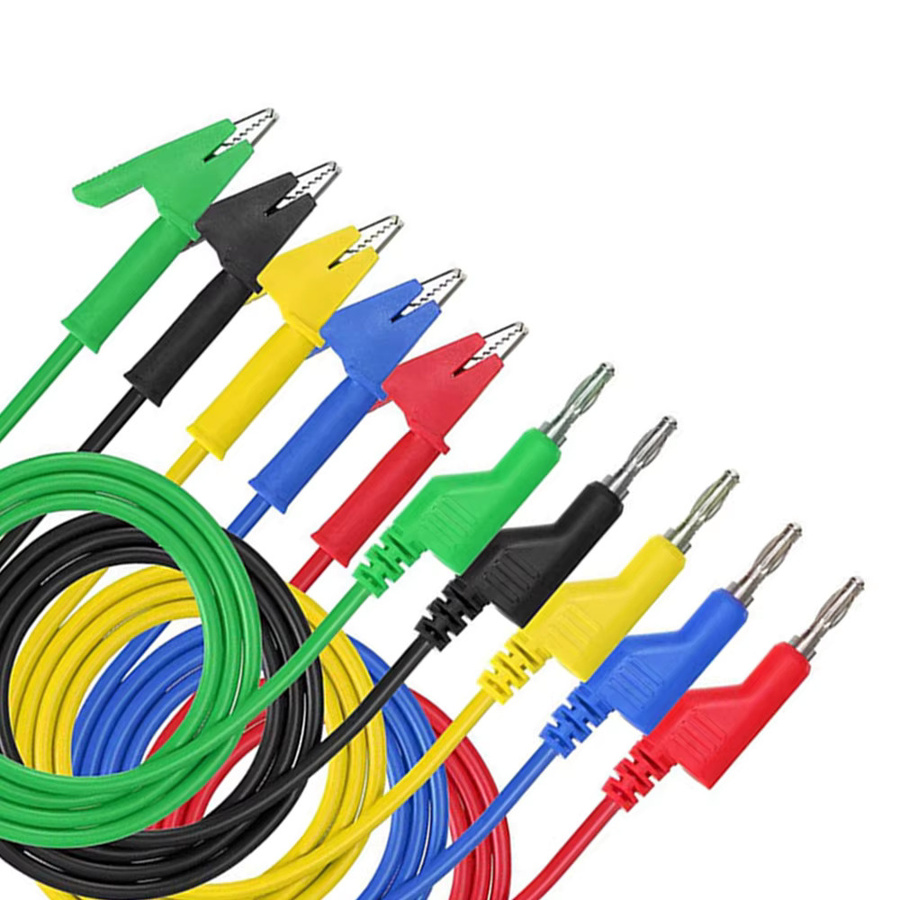 Voktta Multimeter Messleitungen Kit mit 5 stapelbaren Dual 4mm Bananensteckern und Krokodilklemmen, 1m Länge, 1000V/19A, Multicolor - Bild 4