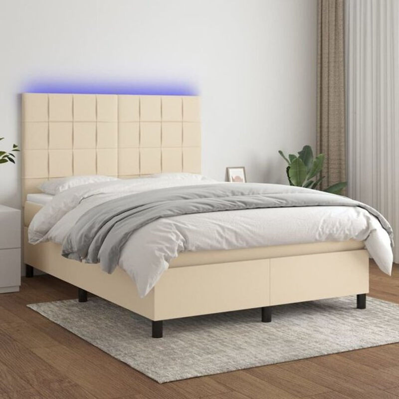 Vidaxl Boxspringbett mit Matratze in Beige aus Stoff, B/B: 140 x 200 cm - Bild 1