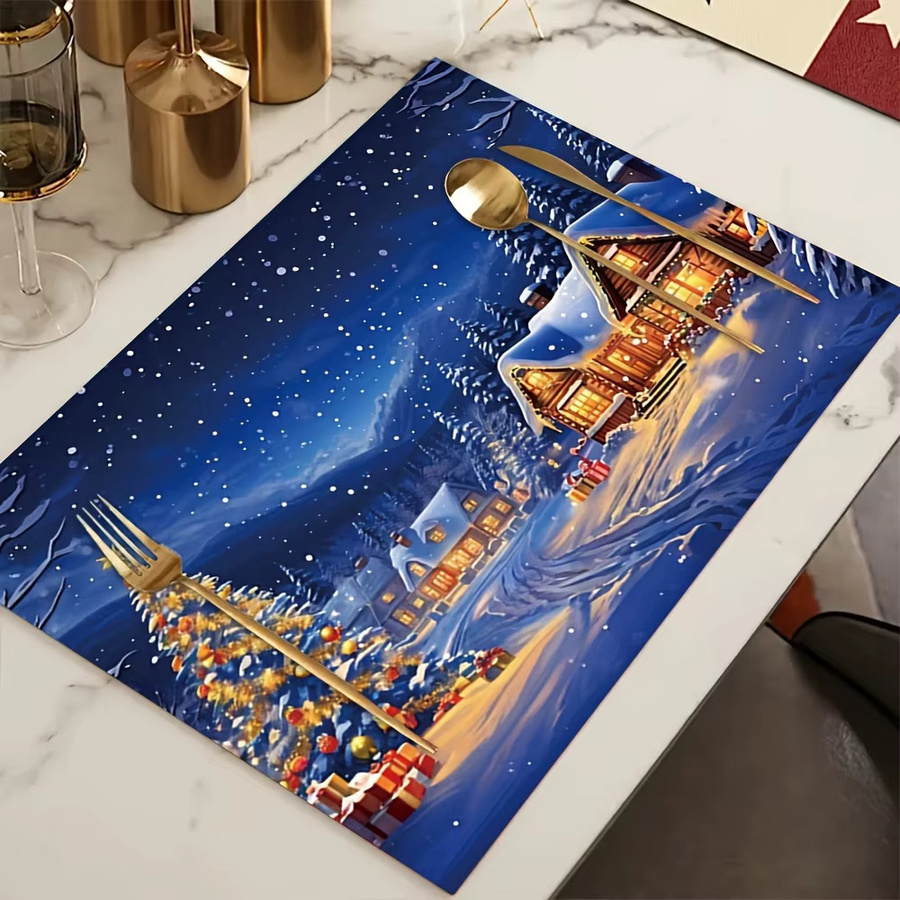 VIKAMA 4-teiliges Weihnachts-Tischset mit Sternenhimmel-Effekt für deine Tischdekoration - Bild 4