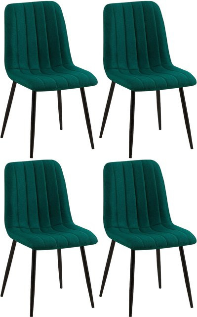 CLP 4er Set Esszimmerstühle Dijon gepolstert mit Samtbezug und Ziernähten, moderne Polsterstühle für Esszimmer und Küche, belastbar bis 150 kg - Bild 1