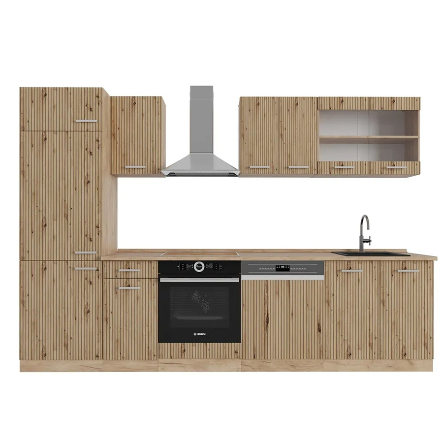 Vicco R-Line Küchenzeile Artisan-Eiche/Goldkraft Eiche, Breite: 300 cm, Höhe: 207 cm, Tiefe: 60 cm - Bild 2