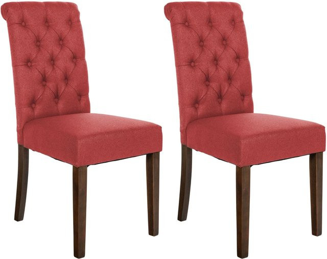 CLP 2er Set Esszimmerstühle Lisburn in Rot mit Samtstoff und Holzbeinen, B/T/H: 45 x 50 x 98 cm, 45 x 63 x 120 cm - Bild 1