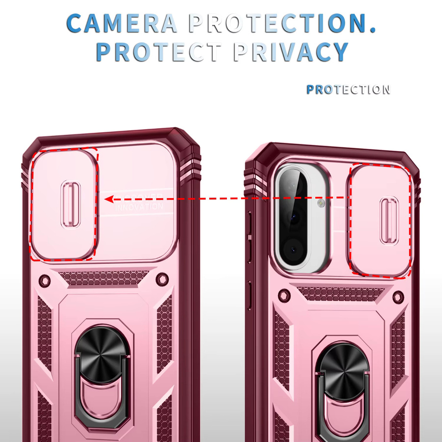 Magnetische Ringhalter-Hülle für Samsung Galaxy A56 A55 A54 A53 A52 A36 A35 A34 A33 mit 360 Grad drehbarem Ring und Kamera-Slide-Cover-Schutz in Pink oder Green - Bild 3