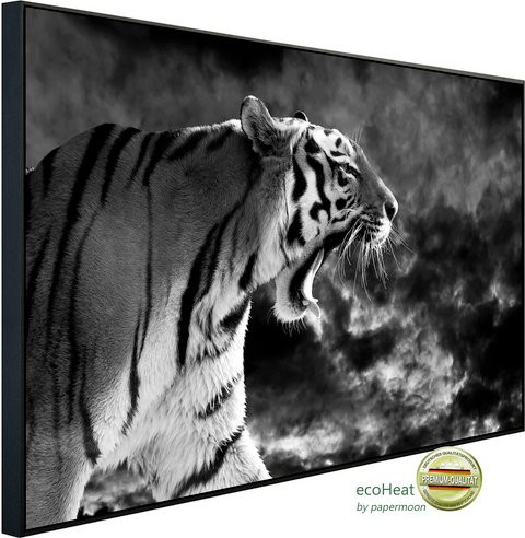 papermoon EcoHeat Infrarotheizung Tiger Schwarz Weiss mit Matt-Effekt und App-Steuerung - Bild 1