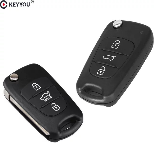Keyyou 3-Tasten Flip Folding Auto Remote Key Shell Fall Anhänger Abdeckung für Kia K2 K5 Sorento Sportage und Hyundai i20 i30 ix35 Avante in Schwarz - Bild 1