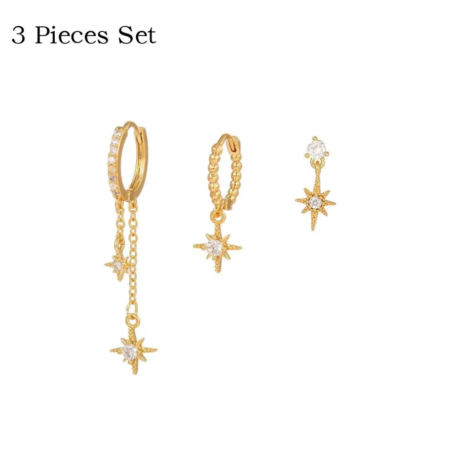 3-teiliges Schmuck-Set, Stern-Mond-Anhänger, Ohrstecker, Edelstahl, Zirkonia, Damen - Bild 2
