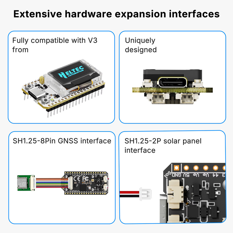 2 Stück Heltec V4 LoRa32 ESP32-S3 SX1262 LoRaWAN 868MHz Entwicklungsboard mit 0,96 Zoll OLED-Display, WiFi und BLE Mesh-Netzwerk in Schwarz - Bild 2