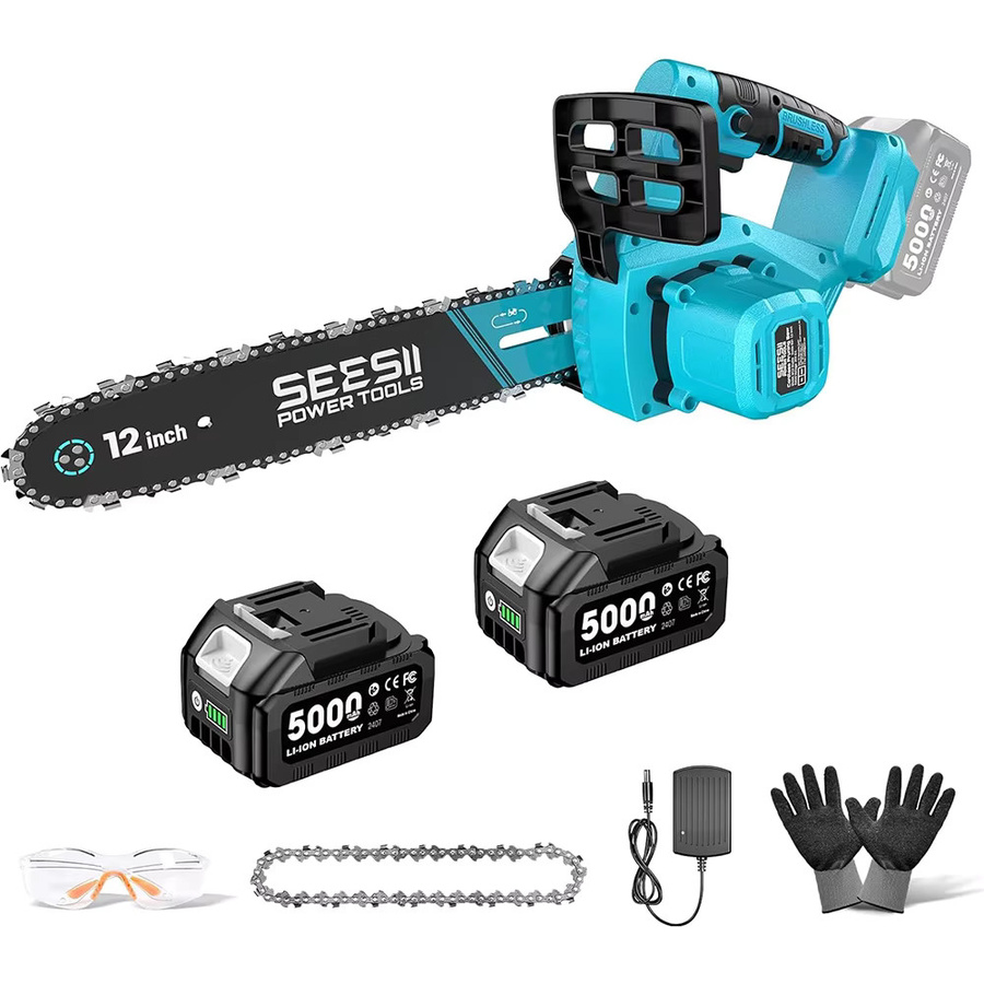 Seesii 1200W 12'' Bürstenlose Akku-Kettensäge für Makita 18V LXT mit Ersatzakku - Bild 7