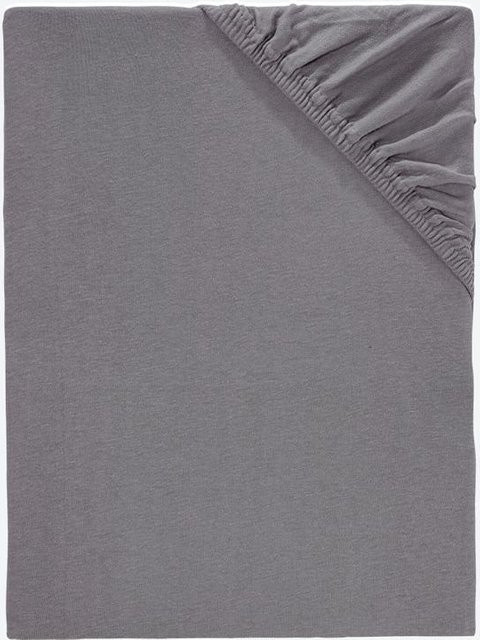 Jersey-Spannbetttuch CLASSIC aus Baumwolle, Grau, B/T: 100 x 200 cm - Bild 1