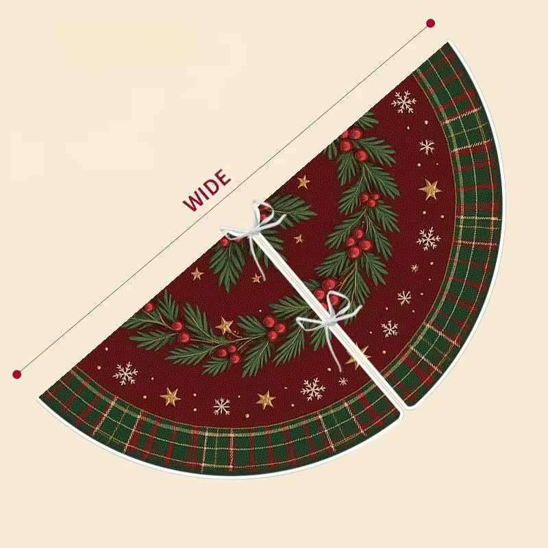 VIKAMA Weihnachtsbaum Rock American Vintage Plaid in Rot mit Holly Berry und Schneeflocken Muster - Bild 2