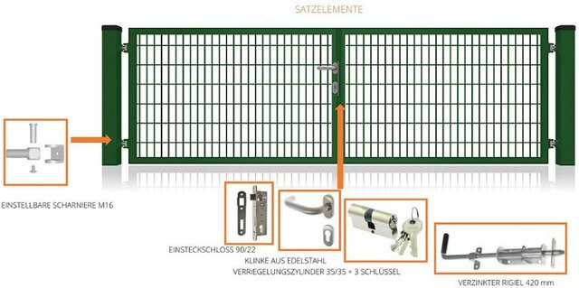 Fa-Bausysteme Doppelflügeltor Moosgrün B/H: 4500 x 800 mm - Bild 1