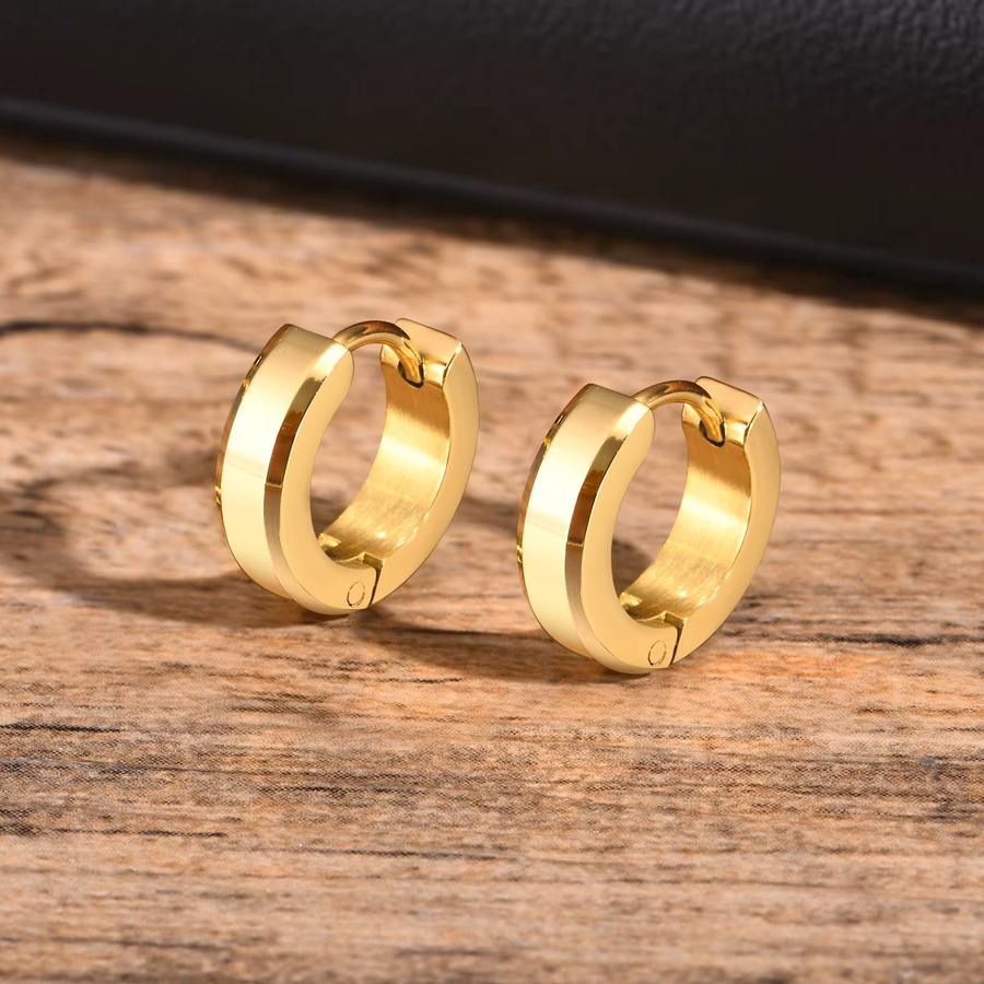 Creolen Huggies-Ohrringe Edelstahl, Herren, Gold - Bild 4