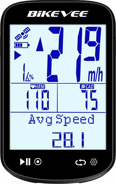 Bikevee Multifunktionaler kabelloser GPS-Fahrradcomputer mit Hintergrundbeleuchtung, Bluetooth und ANT+ Link, Farbe: Schwarz - Bild 1