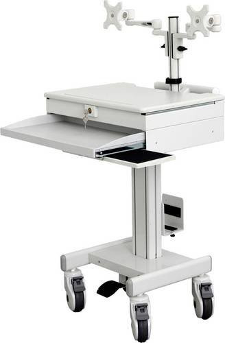 Roline PC- und Monitor-Rollwagen 17.03.1175 für 2 Displays, höhenverstellbar und neigbar, Weiß - Bild 1