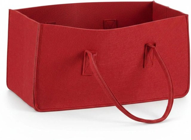 Relaxdays Kaminholztasche aus Filz in Rot mit Henkeln, B/T/H: 25 x 25 x 50 cm - Bild 1