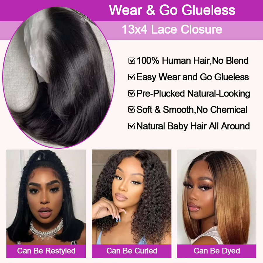 HJ WEAVE BEAUTY Bob-Perücke, 100% Echthaar, kurze Bob-Perücke, Damen - Bild 5