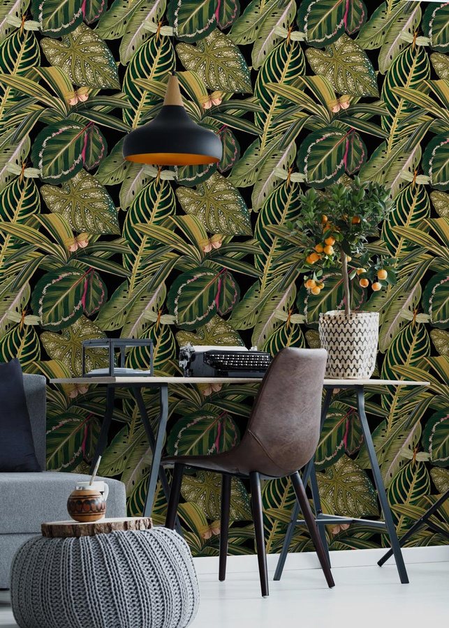 MINDTHEGAP Wandtattoo Amazonia WP20159 Mural mit botanischem und floralem Design in Grün und Multicolour - Bild 1