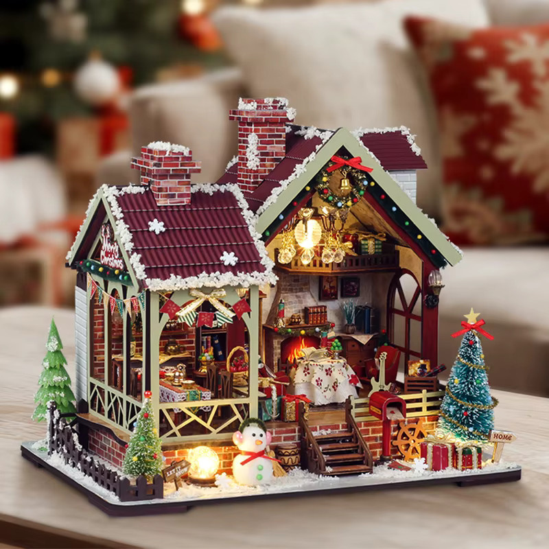 Battoom Weihnachten Puppe Haus Montage Modell, 3D Cartoon Puzzle, Bunt / Mehrfarbig - Bild 3