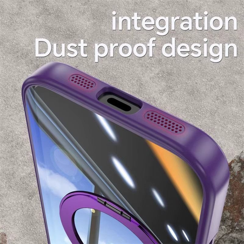 Magnetische MagSafe Handyhülle mit Metallring-Ständer für iPhone 16 E von OLPAY in Weiß oder Lila - Bild 6