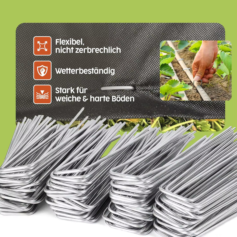 Forever Speed Erdanker Heringe aus rostfreiem und verzinktem Stahl, 100 Stück, Farbe Silber, Länge: 150 mm, Breite: 30 mm, Durchmesser: 3 mm - Bild 3