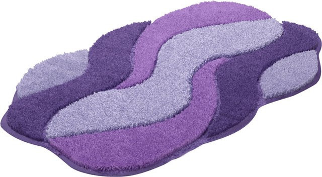 Quadratische Badematte mit Grafikdesign in Purple, rutschhemmend und für Fußbodenheizung geeignet, 100% Polyacryl - Bild 1