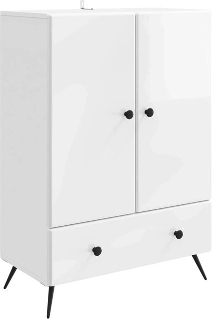 vidaXL Sideboard in Hochglanz Weiß, modernes Design für Wohnzimmer und Esszimmer, B/T/H: 66 x 34,5 x 95 cm - Bild 1