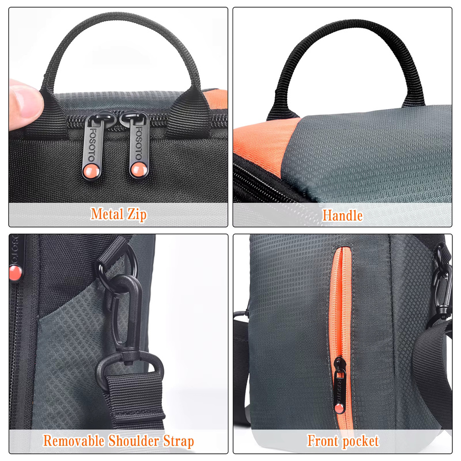 Fosoto Micro Einzeltasche in Schwarz als Schultertasche und Rucksack für Kameras von Canon PowerShot, Panasonic, Nikon und Sony - Bild 4