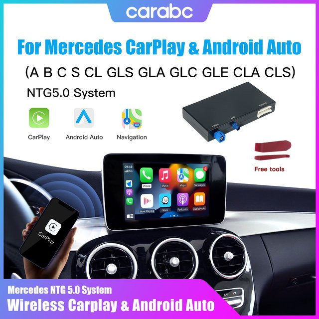 CARABC Drahtlose CarPlay und Android Auto Adapter für Mercedes A B C CLS CLA GLS GLC GLE V250 V260 DB11 Sprinter NTG5.0 in Schwarz - Bild 1
