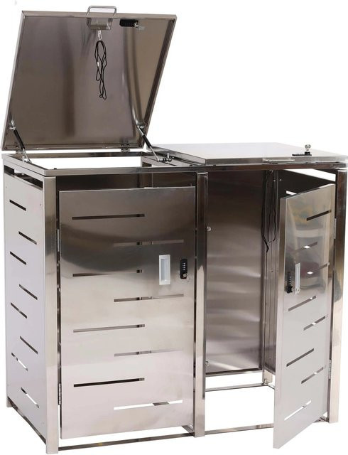 PROREGAL Mülltonnenbox 2er Set Edelstahl Silber, erweiterbar, B/T/H: 103 x 63 x 115 cm - Bild 1