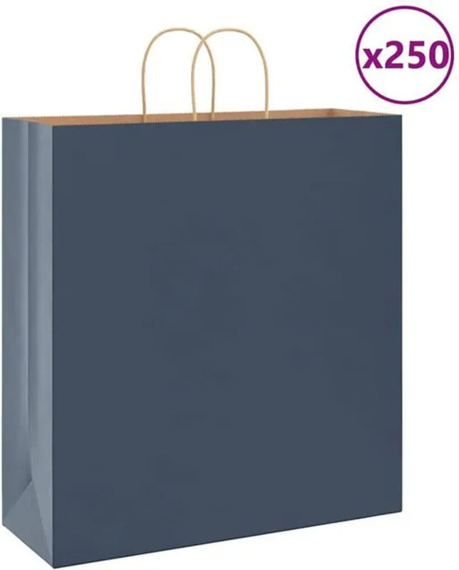 Vidaxl Papiertragetaschen mit Henkeln 250 Stück Blau und Braun B/T/H: 45 x 17 x 48 cm - Bild 1