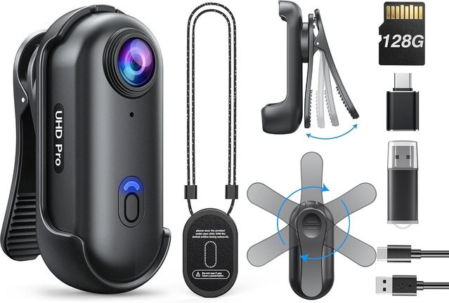 BOBLOV W4 Mini-Körperkamera 1080P HD, tragbare Aufnahmekamera in Schwarz - Bild 1