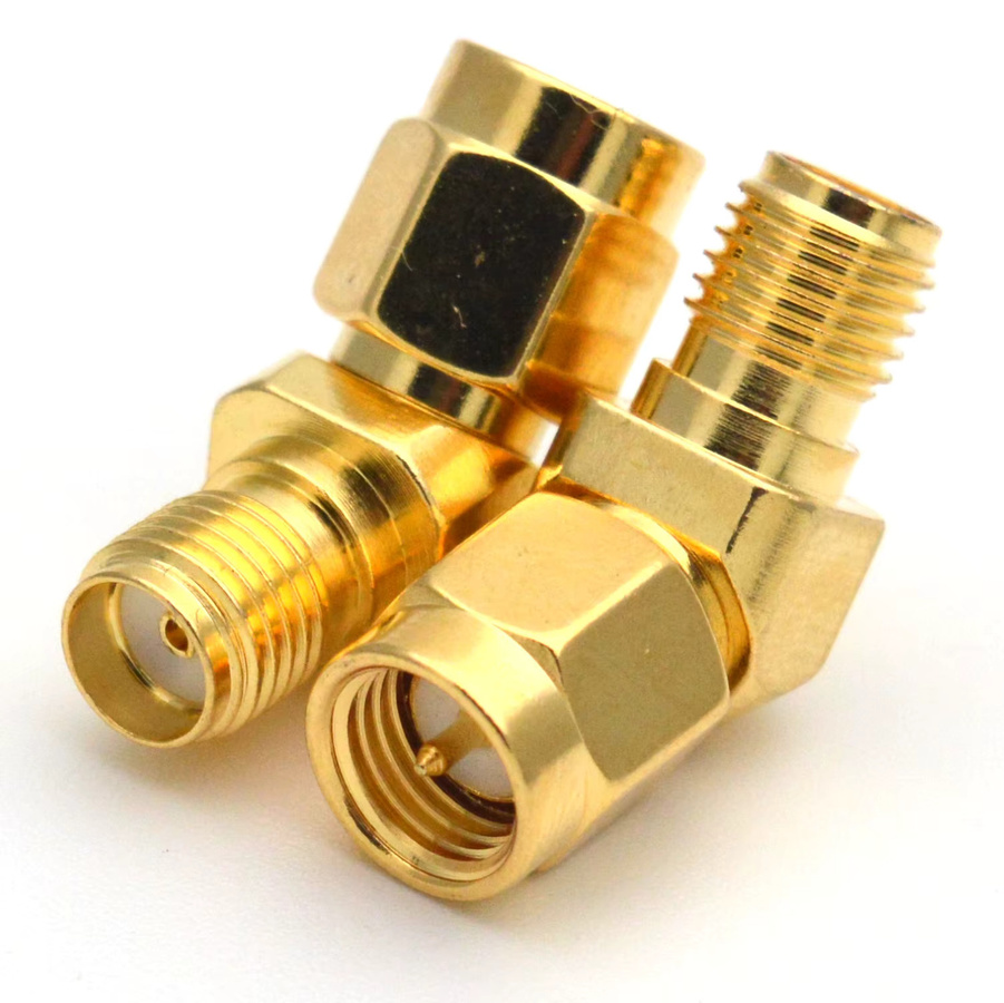 SMA zu SMA Adapter 45 und 135 Grad RP-SMA Stecker auf RP-SMA Buchse RF-Verbinder in Gold für FPV Antennen - Bild 2