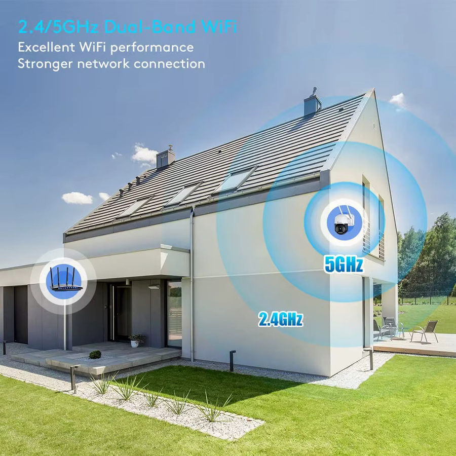 Ctronics Real 4K Outdoor-Überwachungskamera mit 8MP Auflösung, 5GHz Wifi, Vollfarb-Nachtsicht und 360 Grad Auto Tracking in Weiß - Bild 4
